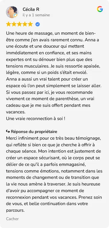 Massage bien-être Anna le Blaye dans les gîtes et chambres d'hôtes autour de Talensac.