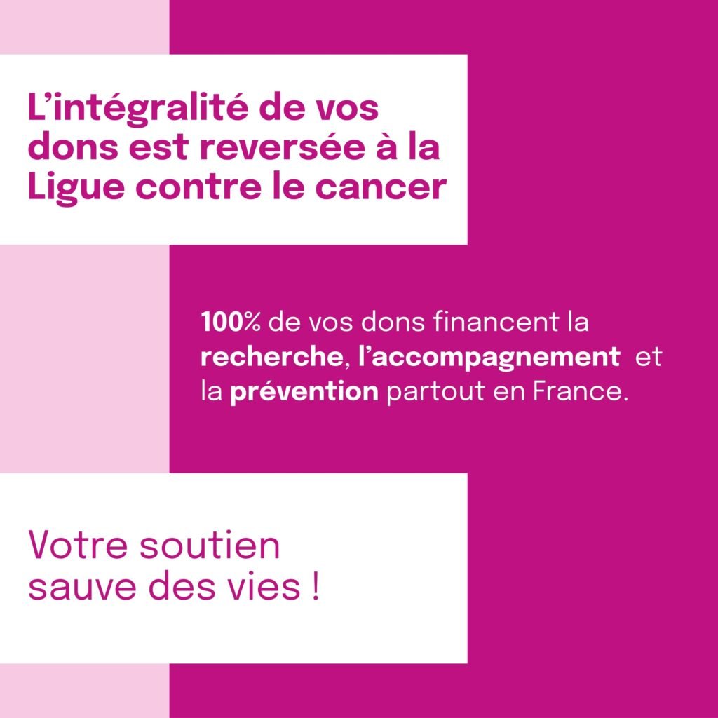 Affiche Ligue contre le cancer 100% des dons financent recherche et prévention